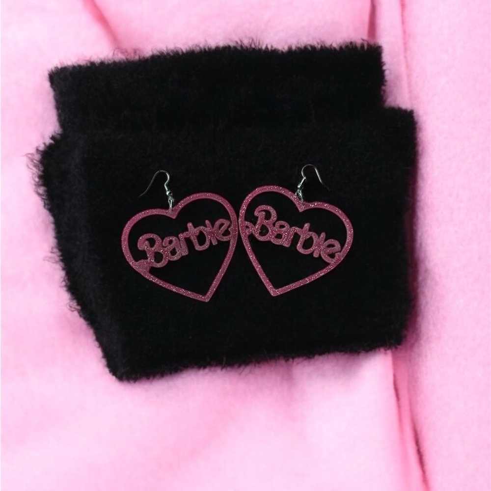 Pink Heart Barbie Earrings
